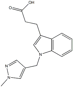 3-{1-[(1-methyl-1H-pyrazol-4-yl)methyl]-1H-indol-3-yl}propanoic acid 구조식 이미지