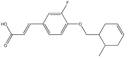 3-{3-fluoro-4-[(6-methylcyclohex-3-en-1-yl)methoxy]phenyl}prop-2-enoic acid 구조식 이미지