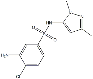 3-amino-4-chloro-N-(1,3-dimethyl-1H-pyrazol-5-yl)benzene-1-sulfonamide 구조식 이미지