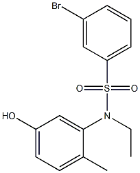 3-bromo-N-ethyl-N-(5-hydroxy-2-methylphenyl)benzene-1-sulfonamide 구조식 이미지