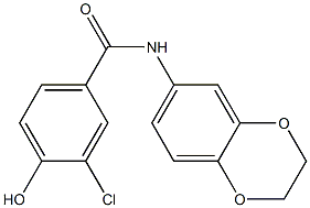 3-chloro-N-(2,3-dihydro-1,4-benzodioxin-6-yl)-4-hydroxybenzamide 구조식 이미지