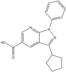 3-cyclopentyl-1-phenyl-1H-pyrazolo[3,4-b]pyridine-5-carboxylic acid 구조식 이미지