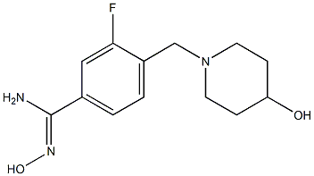 3-fluoro-N'-hydroxy-4-[(4-hydroxypiperidin-1-yl)methyl]benzenecarboximidamide Structure