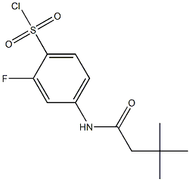 4-(3,3-dimethylbutanamido)-2-fluorobenzene-1-sulfonyl chloride Structure