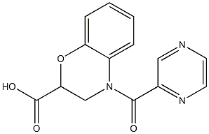 4-(pyrazin-2-ylcarbonyl)-3,4-dihydro-2H-1,4-benzoxazine-2-carboxylic acid 구조식 이미지