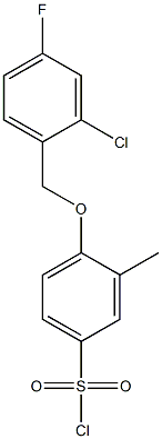4-[(2-chloro-4-fluorophenyl)methoxy]-3-methylbenzene-1-sulfonyl chloride 구조식 이미지