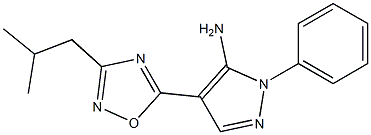 4-[3-(2-methylpropyl)-1,2,4-oxadiazol-5-yl]-1-phenyl-1H-pyrazol-5-amine 구조식 이미지