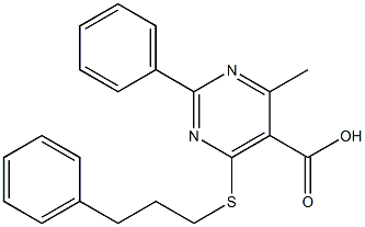 4-methyl-2-phenyl-6-[(3-phenylpropyl)thio]pyrimidine-5-carboxylic acid 구조식 이미지