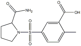 5-[(2-carbamoylpyrrolidine-1-)sulfonyl]-2-methylbenzoic acid Structure