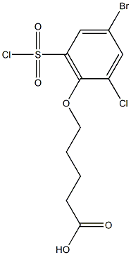 5-[4-bromo-2-chloro-6-(chlorosulfonyl)phenoxy]pentanoic acid 구조식 이미지