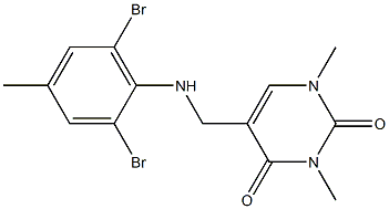 5-{[(2,6-dibromo-4-methylphenyl)amino]methyl}-1,3-dimethyl-1,2,3,4-tetrahydropyrimidine-2,4-dione 구조식 이미지