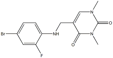 5-{[(4-bromo-2-fluorophenyl)amino]methyl}-1,3-dimethyl-1,2,3,4-tetrahydropyrimidine-2,4-dione 구조식 이미지