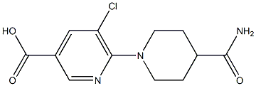 6-(4-carbamoylpiperidin-1-yl)-5-chloropyridine-3-carboxylic acid Structure
