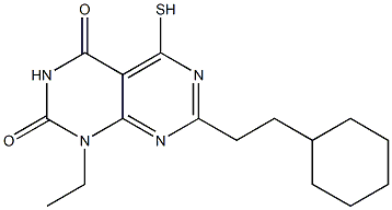 7-(2-cyclohexylethyl)-1-ethyl-5-mercaptopyrimido[4,5-d]pyrimidine-2,4(1H,3H)-dione Structure