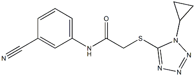 N-(3-cyanophenyl)-2-[(1-cyclopropyl-1H-1,2,3,4-tetrazol-5-yl)sulfanyl]acetamide 구조식 이미지