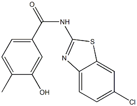 N-(6-chloro-1,3-benzothiazol-2-yl)-3-hydroxy-4-methylbenzamide Structure