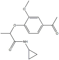 N-cyclopropyl-2-(4-acetyl-2-methoxyphenoxy)propanamide 구조식 이미지