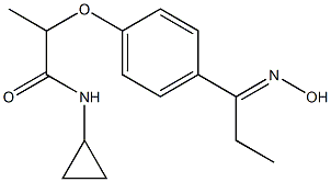 N-cyclopropyl-2-{4-[1-(hydroxyimino)propyl]phenoxy}propanamide 구조식 이미지