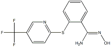 N'-hydroxy-2-{[5-(trifluoromethyl)pyridin-2-yl]sulfanyl}benzene-1-carboximidamide 구조식 이미지