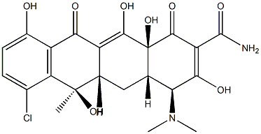 4S(4a,4aa,5a,5aa,6b,12aa)-7-chloro-4-(dimethylamino)-1,4,4a,5,5a,6,11,12a-octahydro-3,6-10,12,12a-pentahydroxy-6-methyl-1,11-dioxo-2-naphthacene carboxamide 구조식 이미지