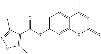 4-Isoxazolecarboxylic  acid,  3,5-dimethyl-,  4-methyl-2-oxo-2H-1-benzopyran-7-yl  ester 구조식 이미지