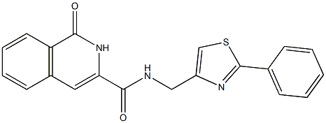 3-Isoquinolinecarboxamide,  1,2-dihydro-1-oxo-N-[(2-phenyl-4-thiazolyl)methyl]- Structure