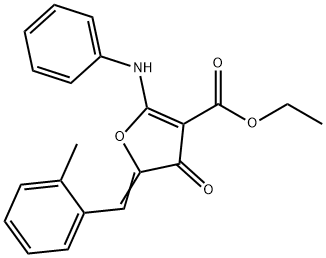 3-Furancarboxylic  acid,  4,5-dihydro-5-[(2-methylphenyl)methylene]-4-oxo-2-(phenylamino)-,  ethyl  ester Structure