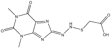 2-[(2E)-2-(1,3-dimethyl-2,6-dioxo-purin-8-ylidene)hydrazinyl]sulfanylacetic acid Structure