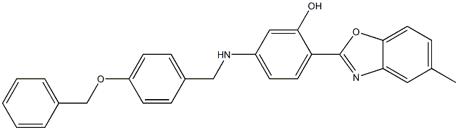 5-{[4-(benzyloxy)benzyl]amino}-2-(5-methyl-1,3-benzoxazol-2-yl)phenol Structure