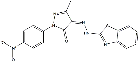 1-{4-nitrophenyl}-3-methyl-1H-pyrazole-4,5-dione 4-(1,3-benzothiazol-2-ylhydrazone) 구조식 이미지