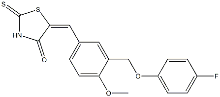 5-{3-[(4-fluorophenoxy)methyl]-4-methoxybenzylidene}-2-thioxo-1,3-thiazolidin-4-one 구조식 이미지