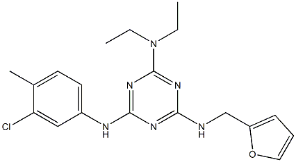 N-[4-(3-chloro-4-methylanilino)-6-(diethylamino)-1,3,5-triazin-2-yl]-N-(2-furylmethyl)amine 구조식 이미지