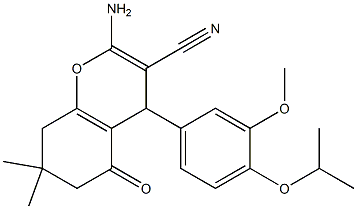 2-amino-4-(4-isopropoxy-3-methoxyphenyl)-7,7-dimethyl-5-oxo-5,6,7,8-tetrahydro-4H-chromene-3-carbonitrile 구조식 이미지