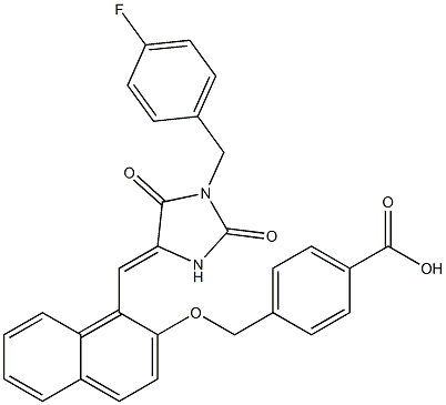 4-{[(1-{[1-(4-fluorobenzyl)-2,5-dioxo-4-imidazolidinylidene]methyl}-2-naphthyl)oxy]methyl}benzoic acid 구조식 이미지