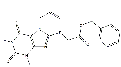 benzyl {[1,3-dimethyl-7-(2-methylprop-2-enyl)-2,6-dioxo-2,3,6,7-tetrahydro-1H-purin-8-yl]thio}acetate 구조식 이미지