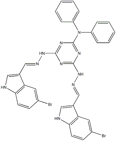 5-bromo-1H-indole-3-carbaldehyde [4-{2-[(5-bromo-1H-indol-3-yl)methylene]hydrazino}-6-(diphenylamino)-1,3,5-triazin-2-yl]hydrazone Structure