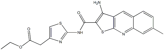 ethyl (2-{[(3-amino-7-methylthieno[2,3-b]quinolin-2-yl)carbonyl]amino}-1,3-thiazol-4-yl)acetate Structure