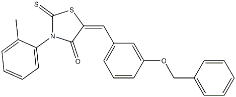 5-[3-(benzyloxy)benzylidene]-3-(2-methylphenyl)-2-thioxo-1,3-thiazolidin-4-one Structure