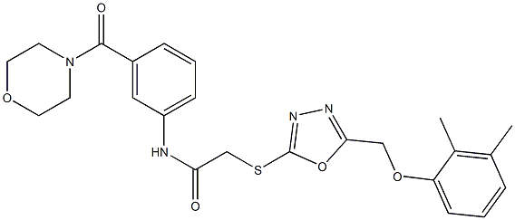 2-({5-[(2,3-dimethylphenoxy)methyl]-1,3,4-oxadiazol-2-yl}sulfanyl)-N-[3-(4-morpholinylcarbonyl)phenyl]acetamide 구조식 이미지