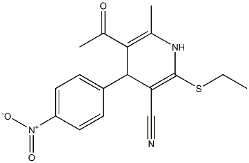 5-acetyl-2-(ethylsulfanyl)-4-{4-nitrophenyl}-6-methyl-1,4-dihydropyridine-3-carbonitrile Structure