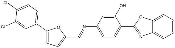 2-(1,3-benzoxazol-2-yl)-5-({[5-(3,4-dichlorophenyl)-2-furyl]methylene}amino)phenol 구조식 이미지