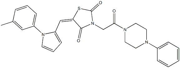 5-{[1-(3-methylphenyl)-1H-pyrrol-2-yl]methylene}-3-[2-oxo-2-(4-phenylpiperazin-1-yl)ethyl]-1,3-thiazolidine-2,4-dione 구조식 이미지