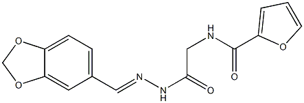 N-{2-[2-(1,3-benzodioxol-5-ylmethylene)hydrazino]-2-oxoethyl}-2-furamide Structure