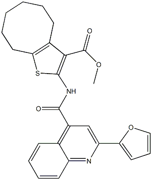 methyl 2-({[2-(2-furyl)-4-quinolinyl]carbonyl}amino)-4,5,6,7,8,9-hexahydrocycloocta[b]thiophene-3-carboxylate 구조식 이미지