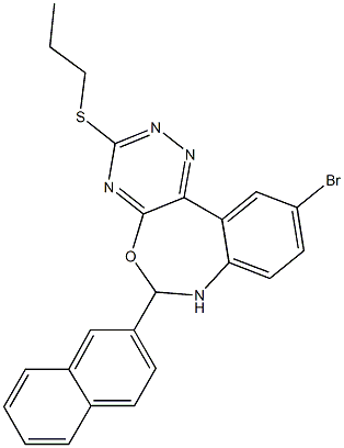 10-bromo-6-(2-naphthyl)-3-(propylsulfanyl)-6,7-dihydro[1,2,4]triazino[5,6-d][3,1]benzoxazepine Structure