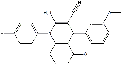 2-amino-1-(4-fluorophenyl)-4-(3-methoxyphenyl)-5-oxo-1,4,5,6,7,8-hexahydro-3-quinolinecarbonitrile 구조식 이미지