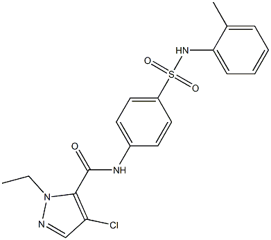 4-chloro-1-ethyl-N-[4-(2-toluidinosulfonyl)phenyl]-1H-pyrazole-5-carboxamide 구조식 이미지