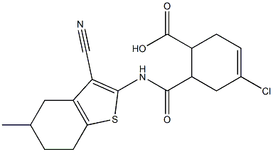 4-chloro-6-{[(3-cyano-5-methyl-4,5,6,7-tetrahydro-1-benzothien-2-yl)amino]carbonyl}-3-cyclohexene-1-carboxylic acid Structure