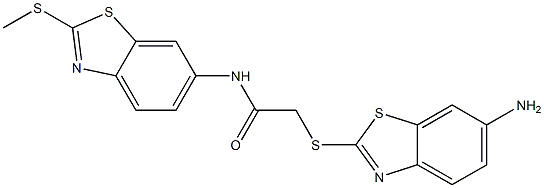 2-[(6-amino-1,3-benzothiazol-2-yl)sulfanyl]-N-[2-(methylsulfanyl)-1,3-benzothiazol-6-yl]acetamide Structure