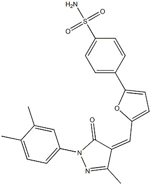 4-(5-{[1-(3,4-dimethylphenyl)-3-methyl-5-oxo-1,5-dihydro-4H-pyrazol-4-ylidene]methyl}-2-furyl)benzenesulfonamide 구조식 이미지
